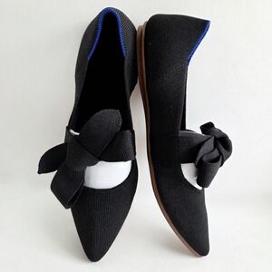 Rothy's The Point Black Mary Jane With Bow Tie Ballet Flats, Size 7